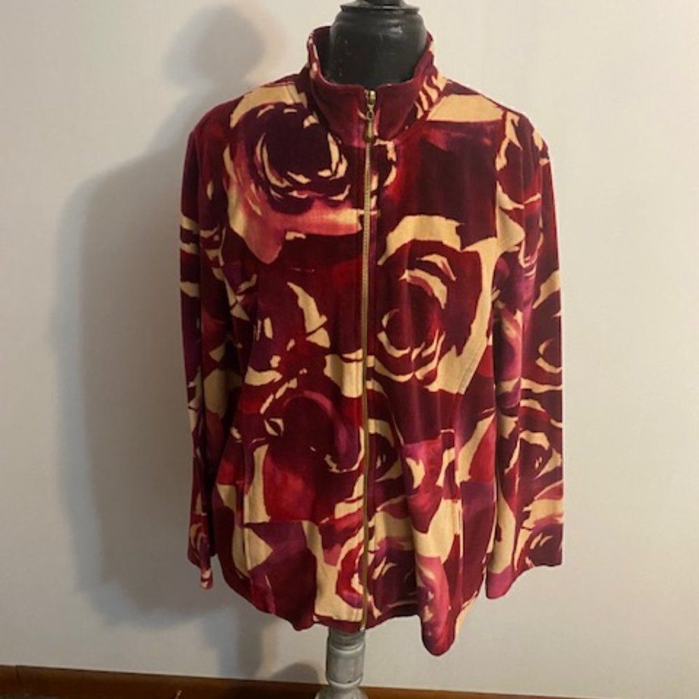 Alfred Dunne Maroon/Gold Floral jacket, size 18